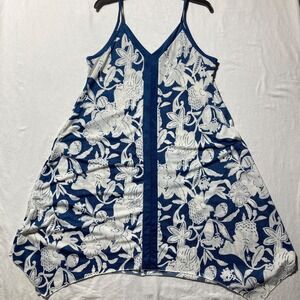 Shoreline Casual Summer Spring Dress Blue White‎ Floral Women's Size Large